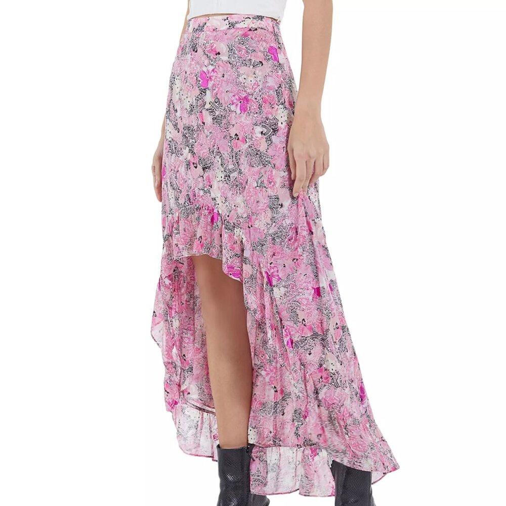 The Kooples Floral Print High Low Skirt